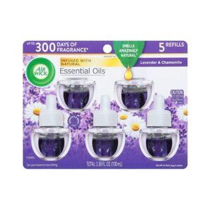 Air Wick Essential Oils Lavender & Chamomile Scented Oil Refills 5 Pack 3.38 Fl